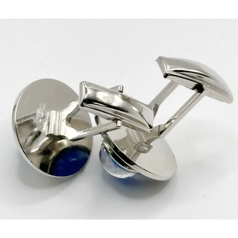 Mens Vintage JUDY‎ LEE BLUE GLASS STAR BURST Star Sapphire CUFFLINKS
